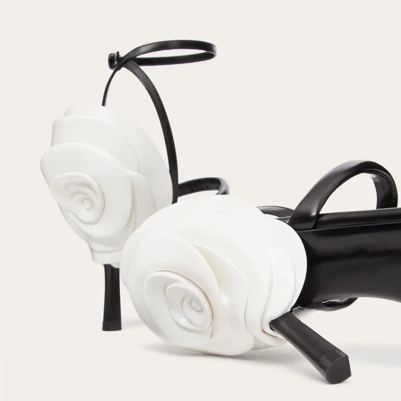 Silver metallic ankle ankle strap heel