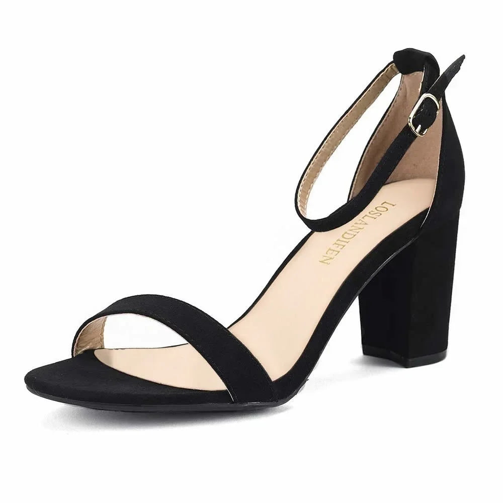 Green heel with ankle strap