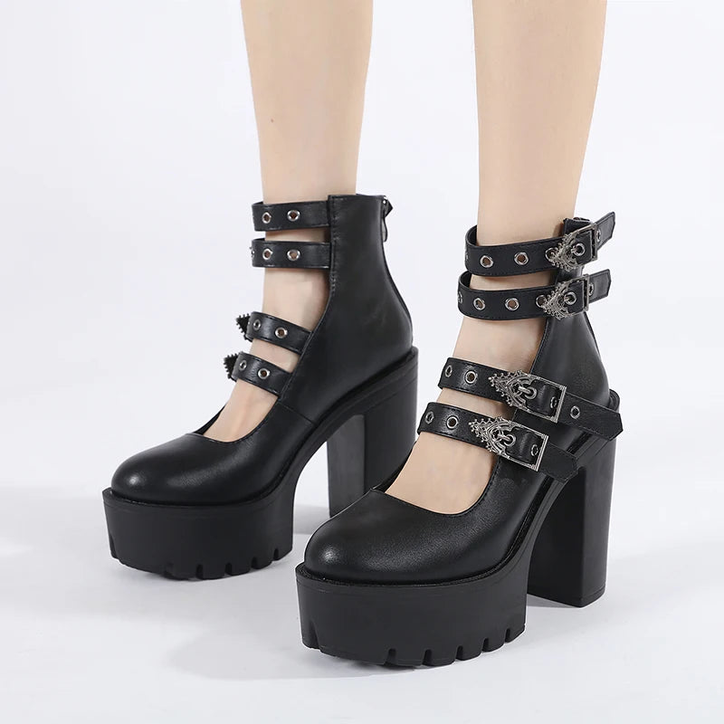 Ankle strap block heel