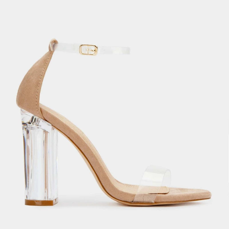 Ankle strap heel perspex