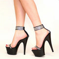 Black heel with rhinestone ankle strap
