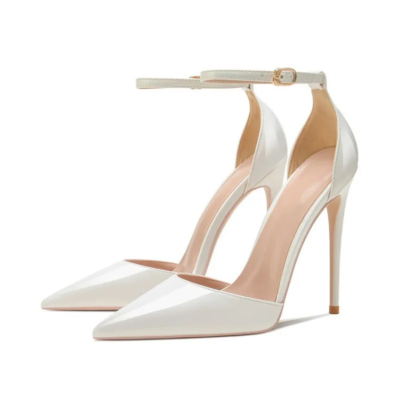 Pointed toe ankle strap heel
