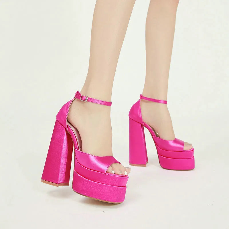 Pink heel with ankle strap