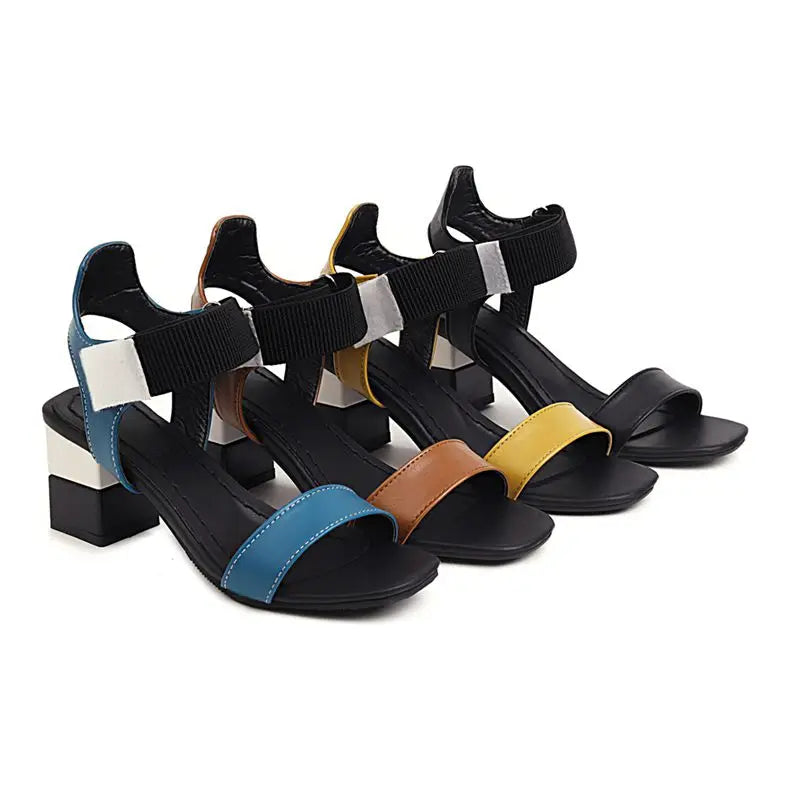 Elastic ankle strap heel