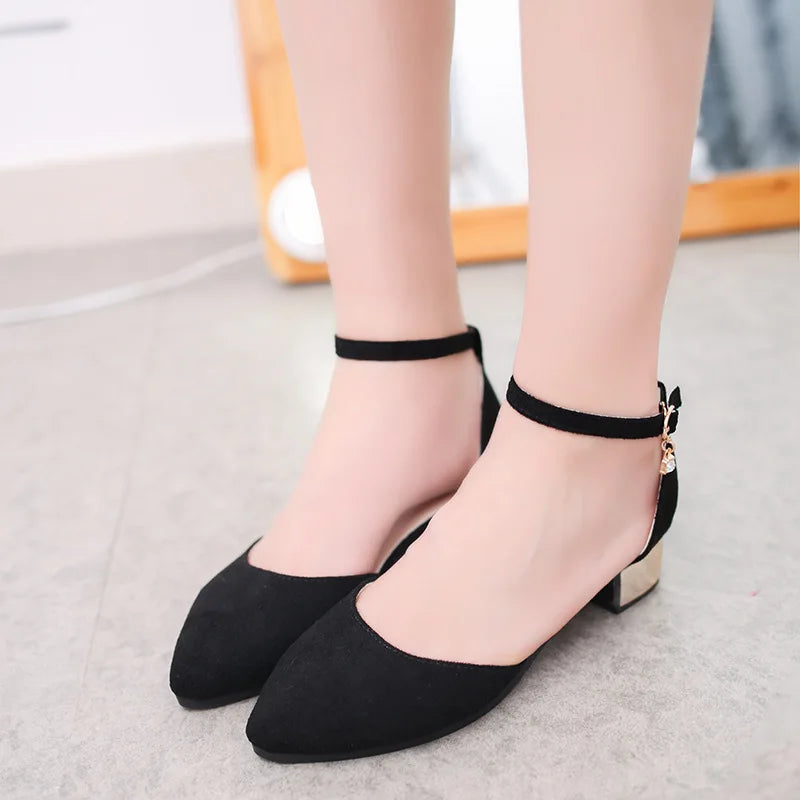 Black ballet flat ankle strap