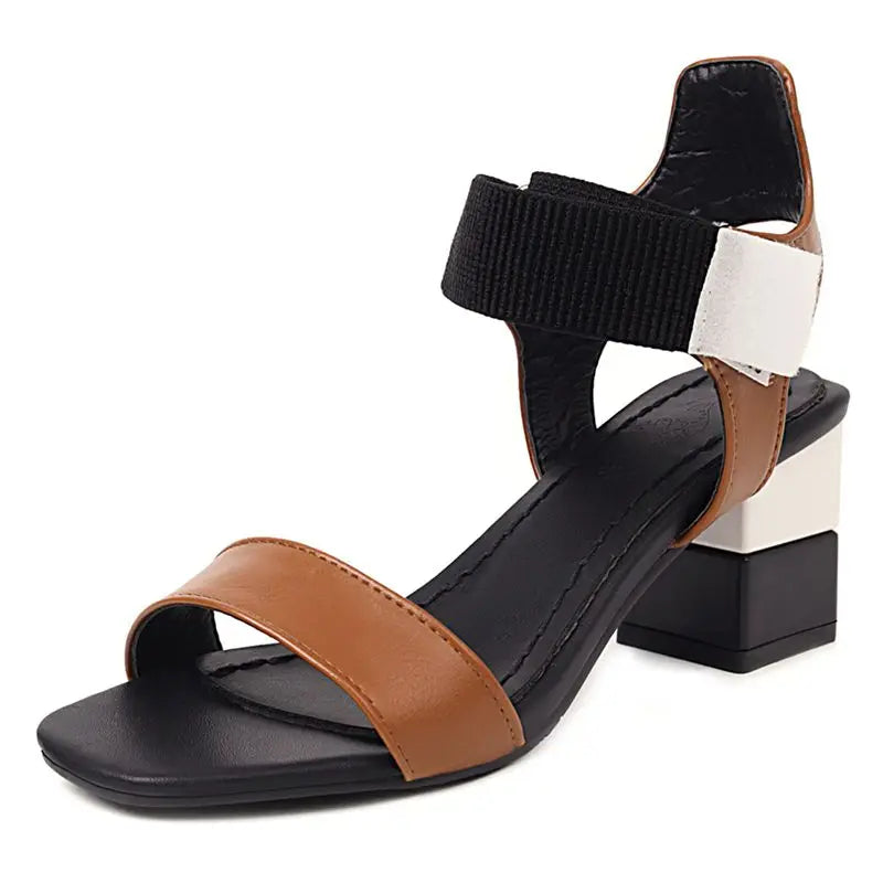 Elastic ankle strap heel