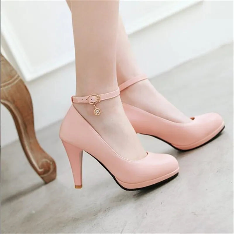 Children Girls round toe stiletto heel ankle strap