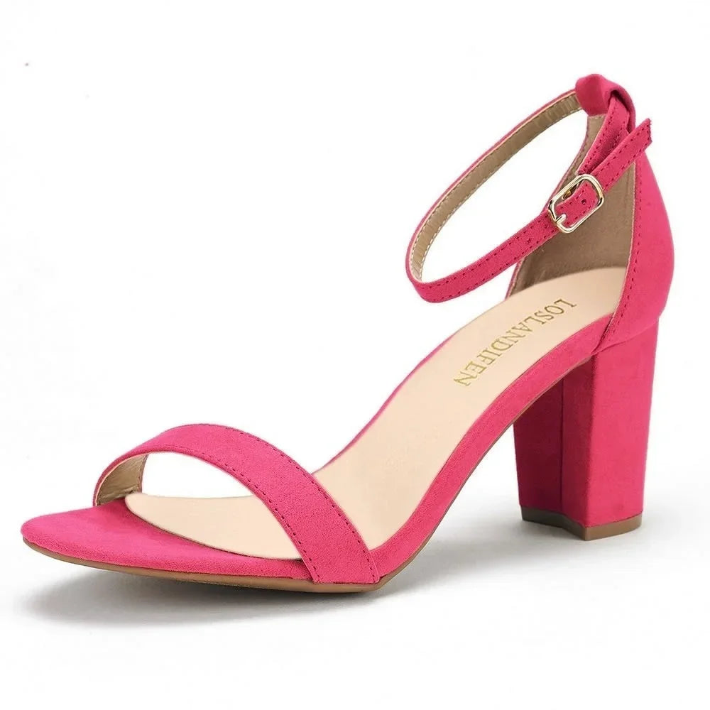 Green heel with ankle strap