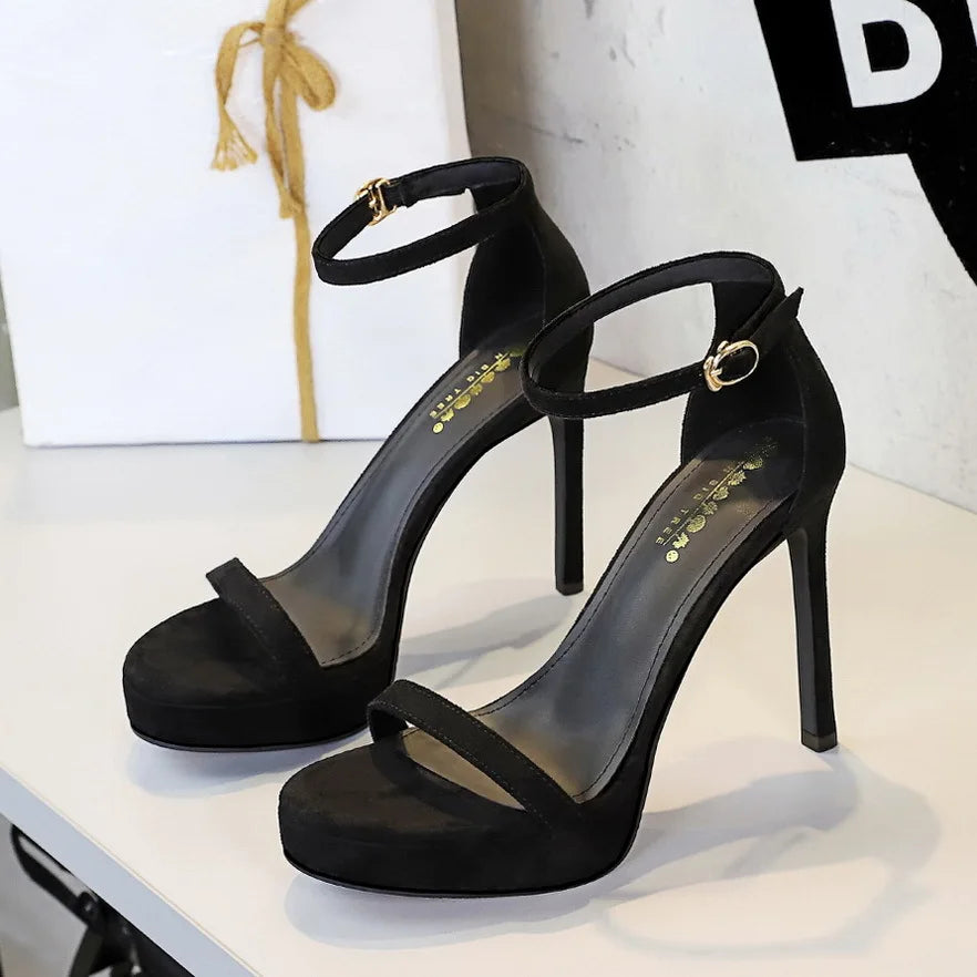 Ankle strap leopard heel