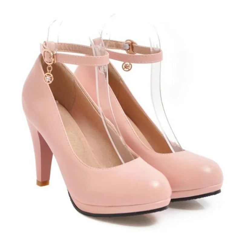 Children Girls round toe stiletto heel ankle strap