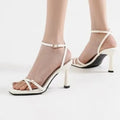 2 inch black ankle strap heel