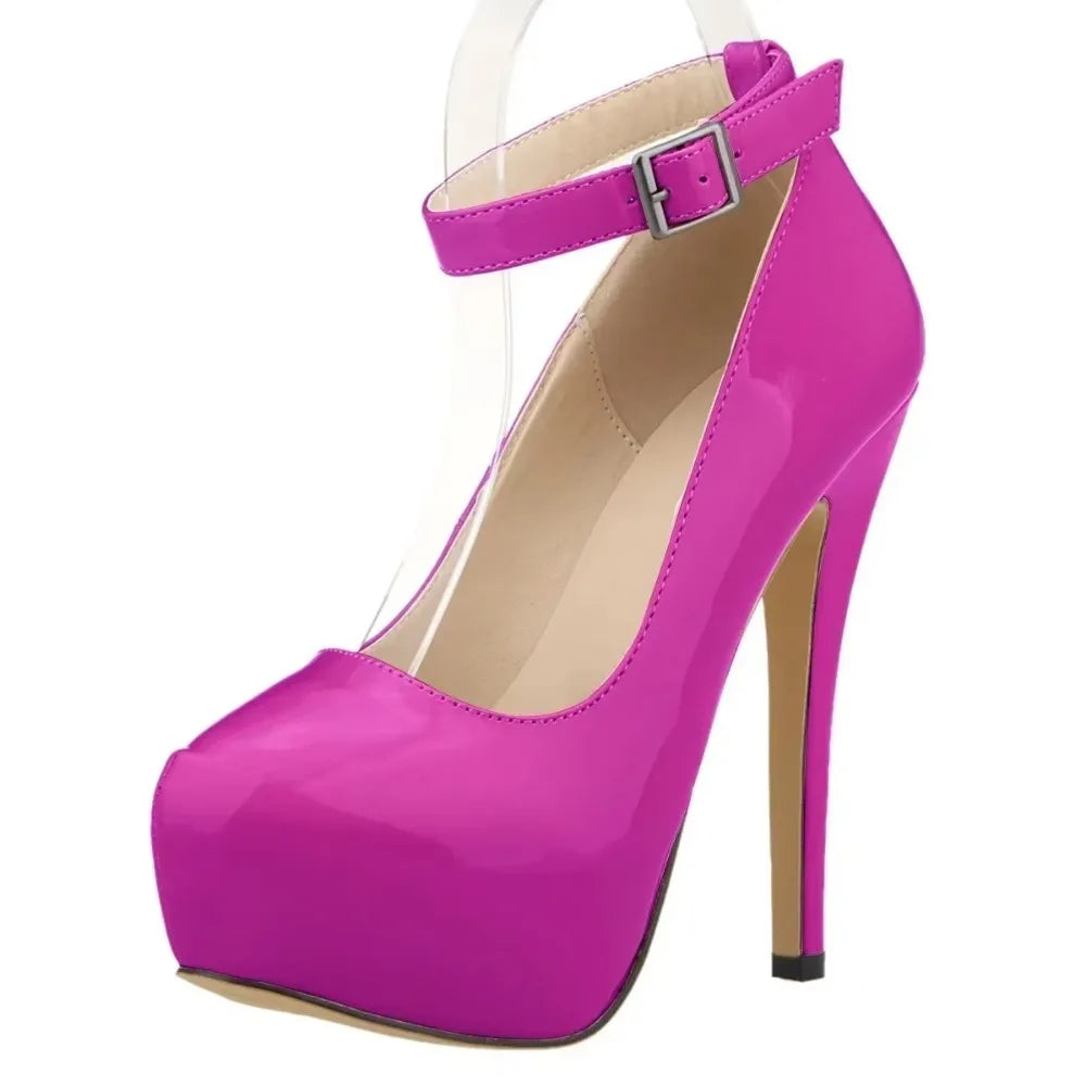 Closed toe ankle strap high heel