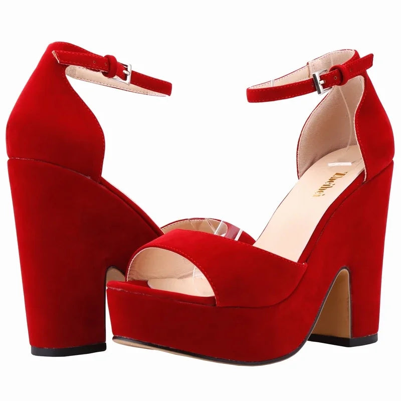 Dark red ankle strap heel