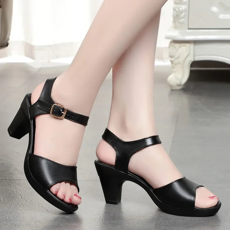 Ankle strap sandal low heel