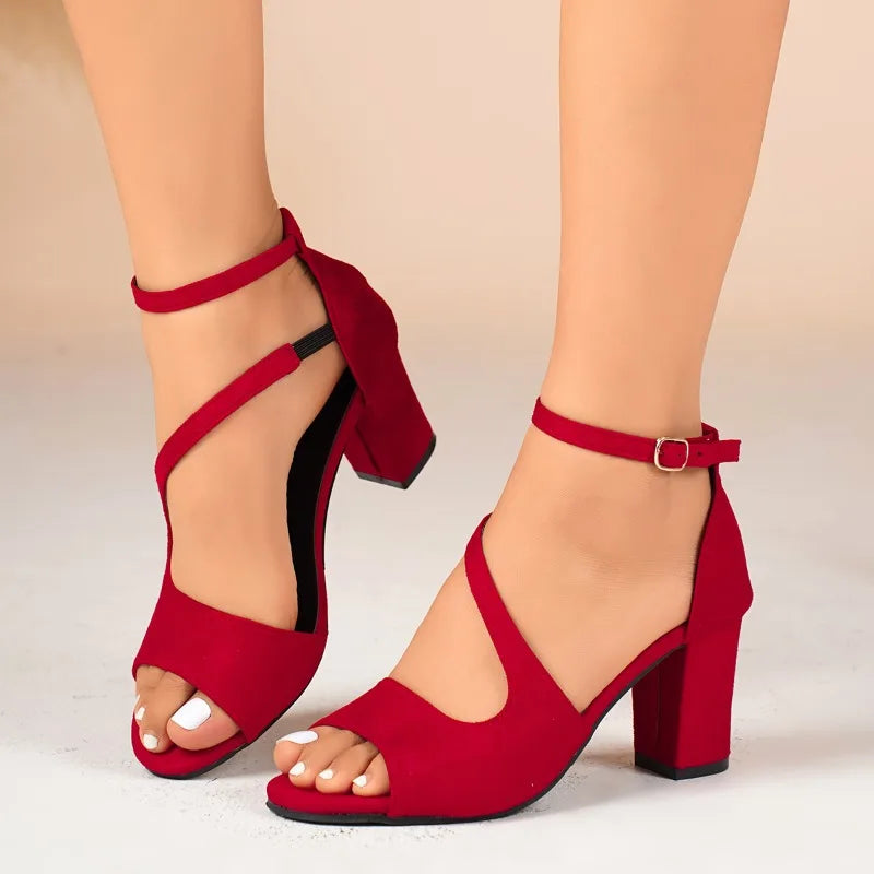 Heel with ankle strap open toe