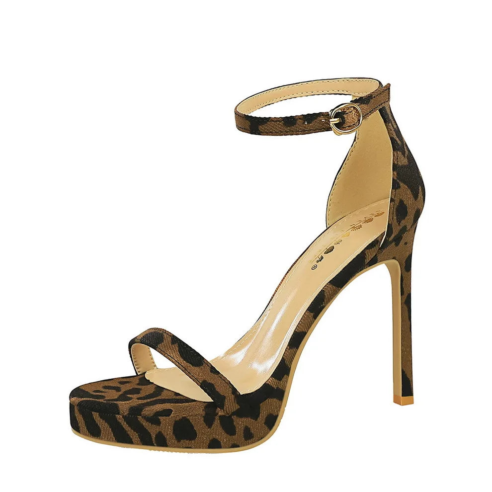 Ankle strap leopard heel