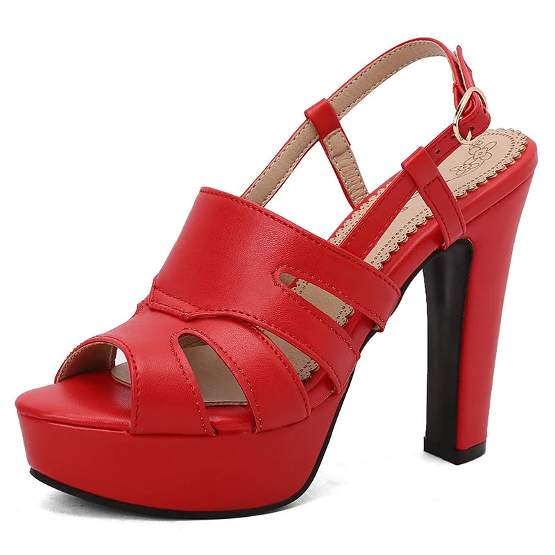 Black platform heel ankle strap