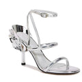 Silver metallic ankle ankle strap heel