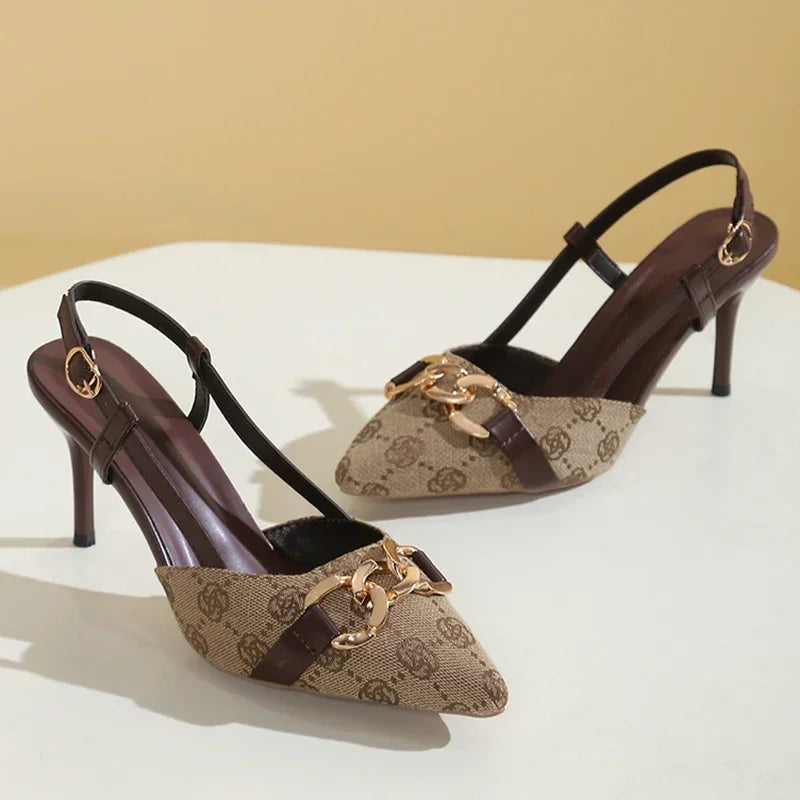 Brown ankle strap heel