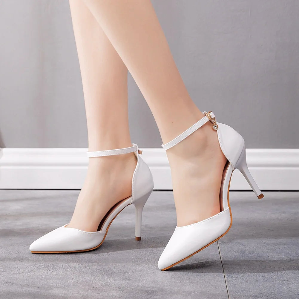 4 inch black ankle strap heel