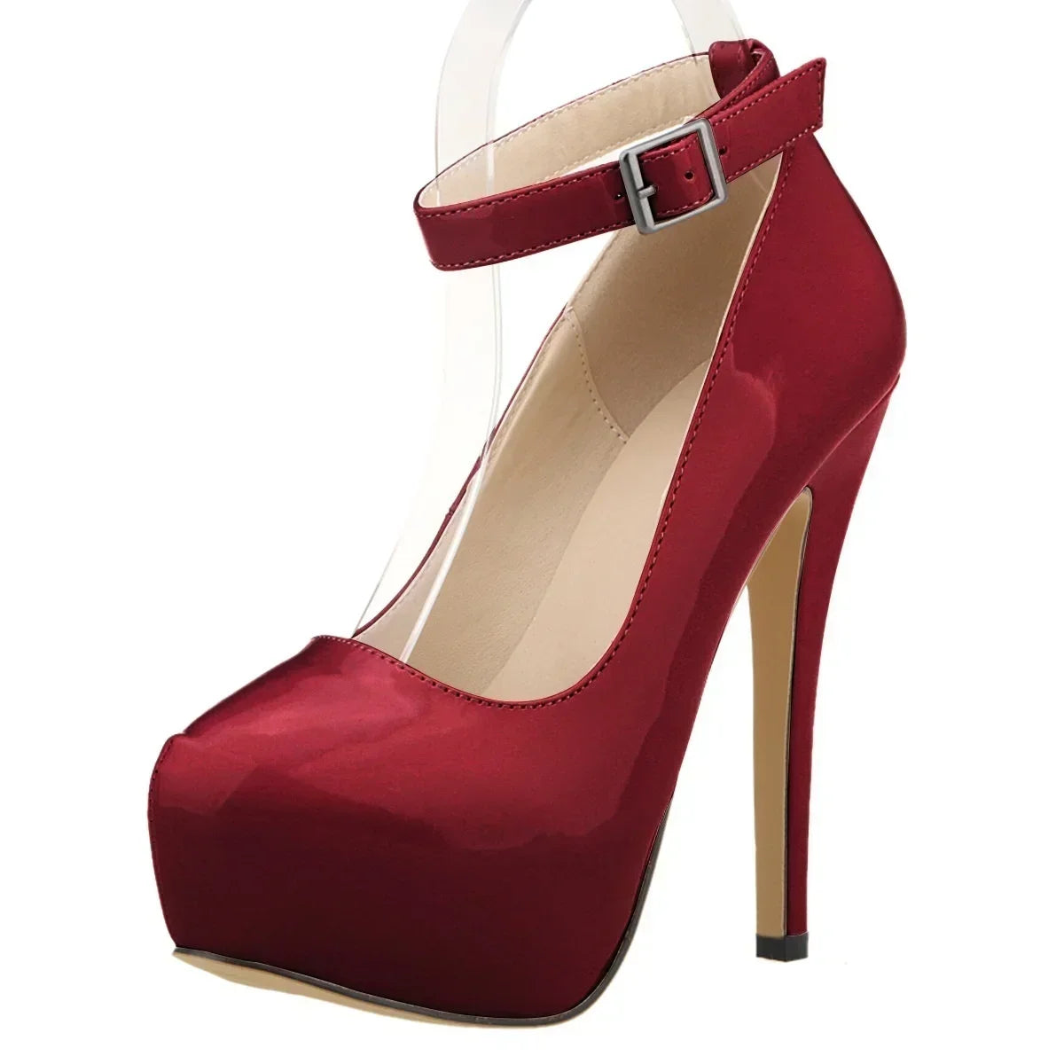 Closed toe ankle strap high heel