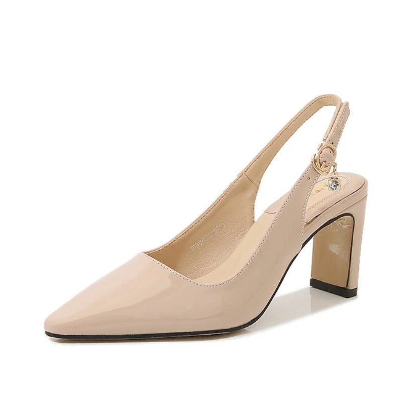 Red satin ankle strap heel