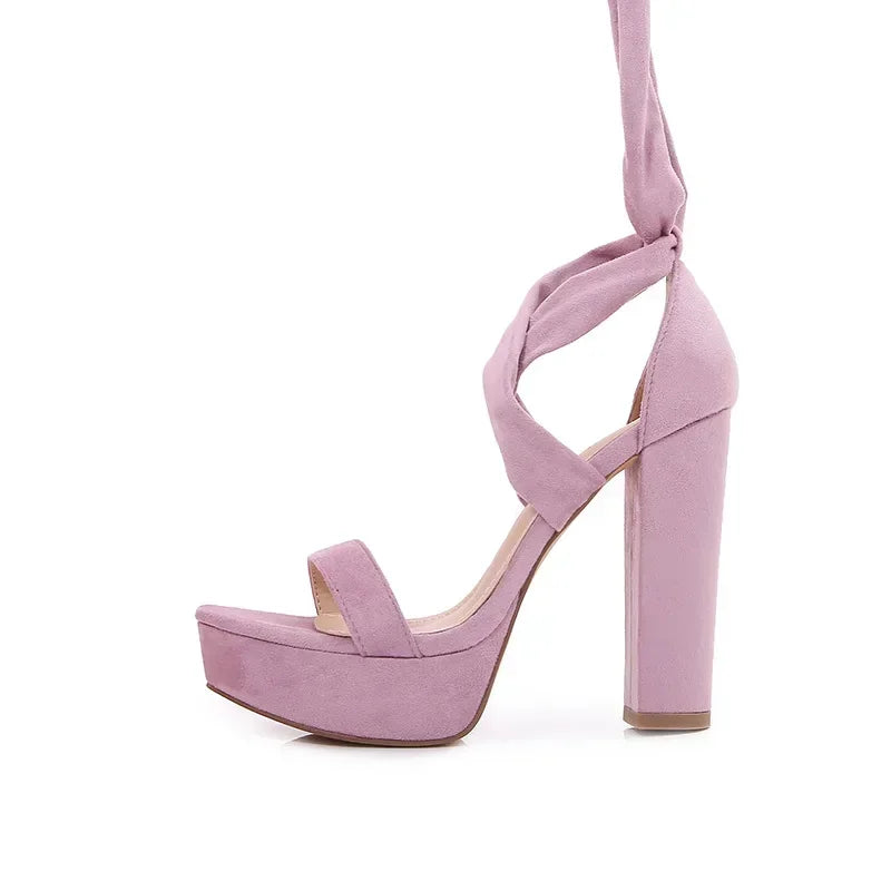 Ribbon ankle strap heel