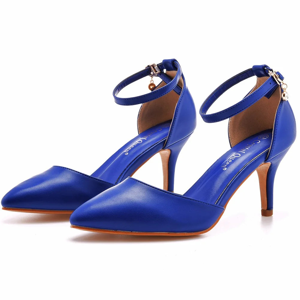 Tan heel with ankle strap closed toe