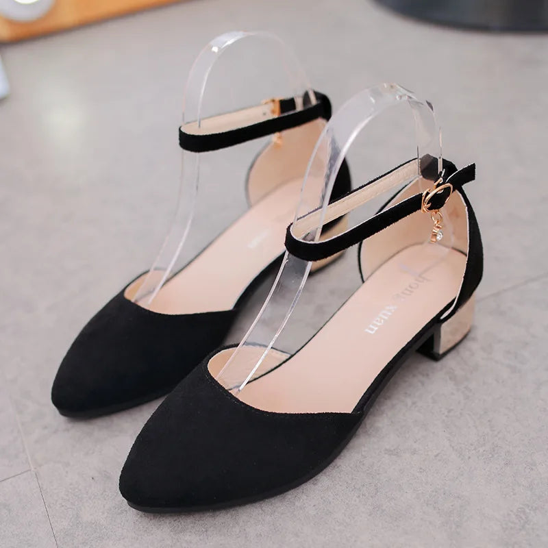 Black ballet flat ankle strap