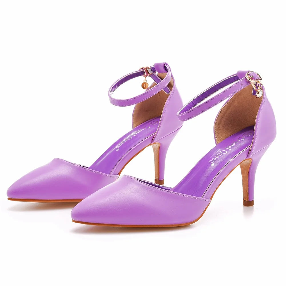 Tan heel with ankle strap closed toe