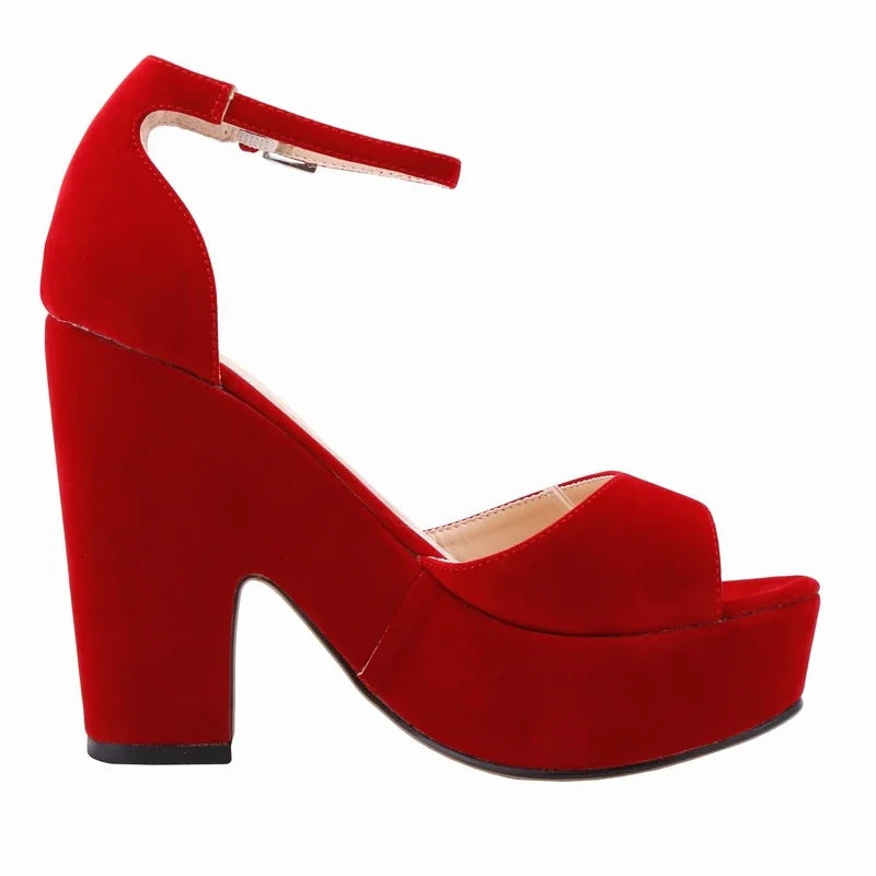 Dark red ankle strap heel