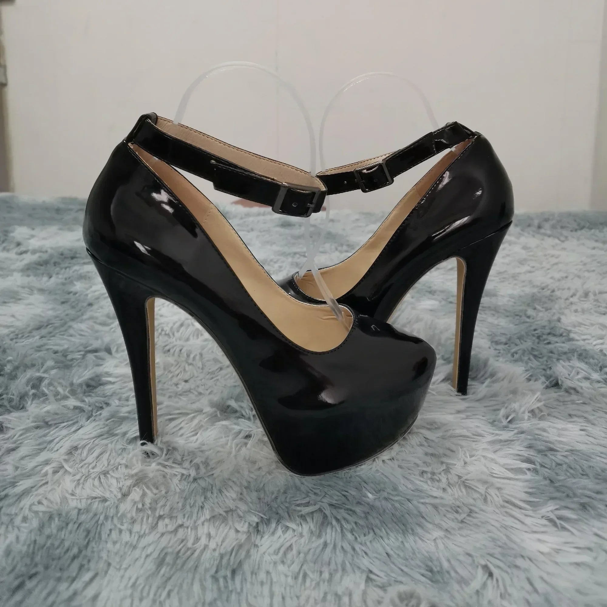 Closed toe ankle strap high heel