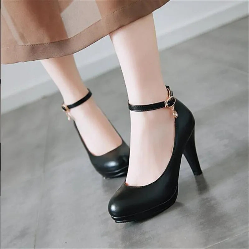 Children Girls round toe stiletto heel ankle strap