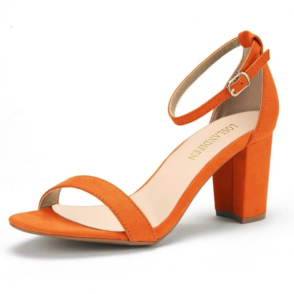 Green heel with ankle strap