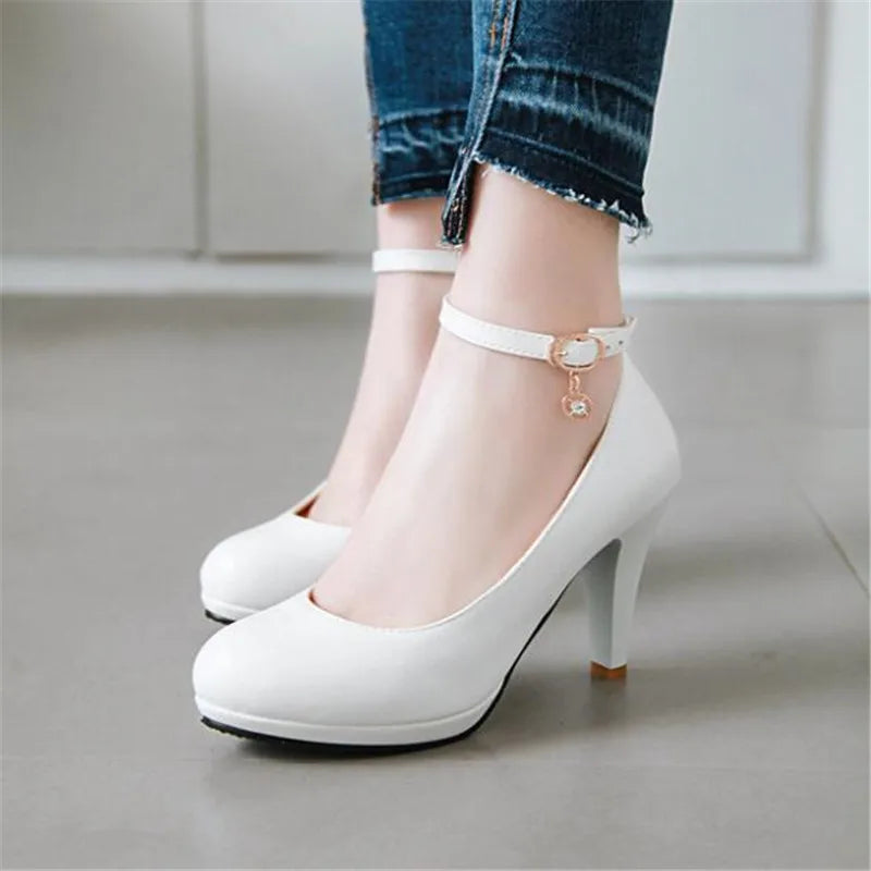Children Girls round toe stiletto heel ankle strap