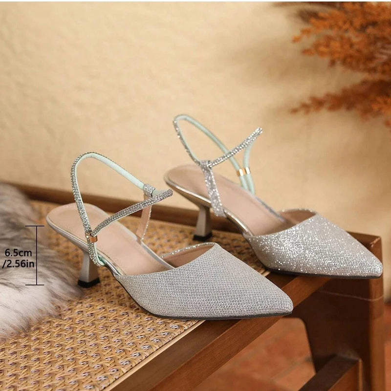 Ankle strap glitter heel