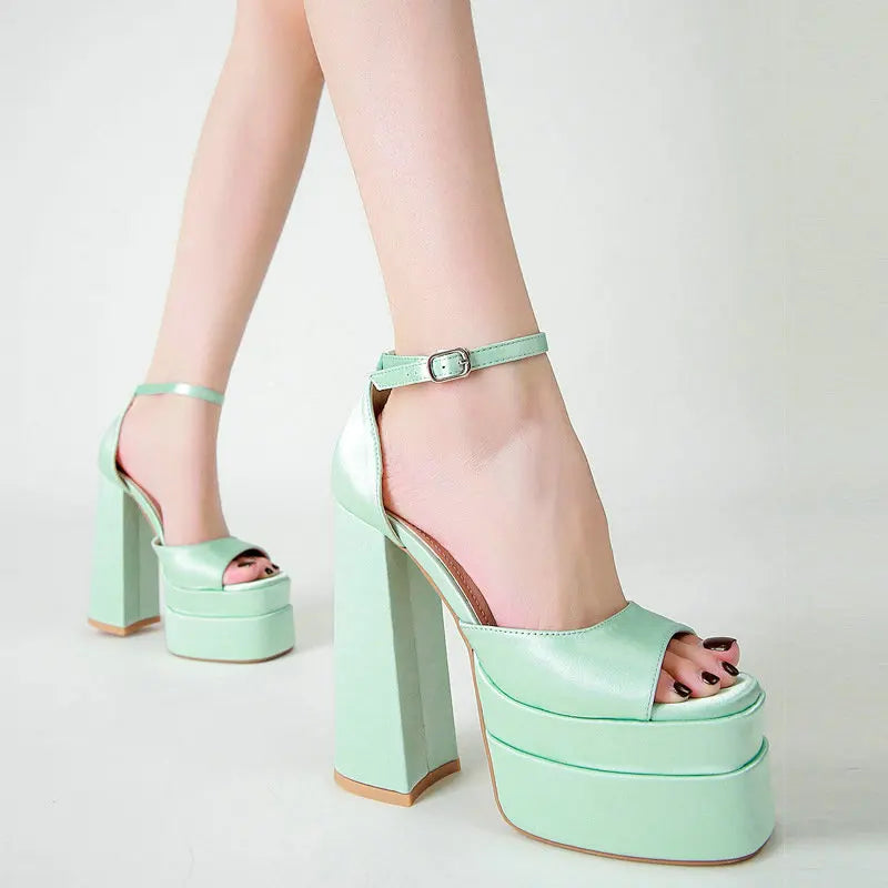 Pink heel with ankle strap