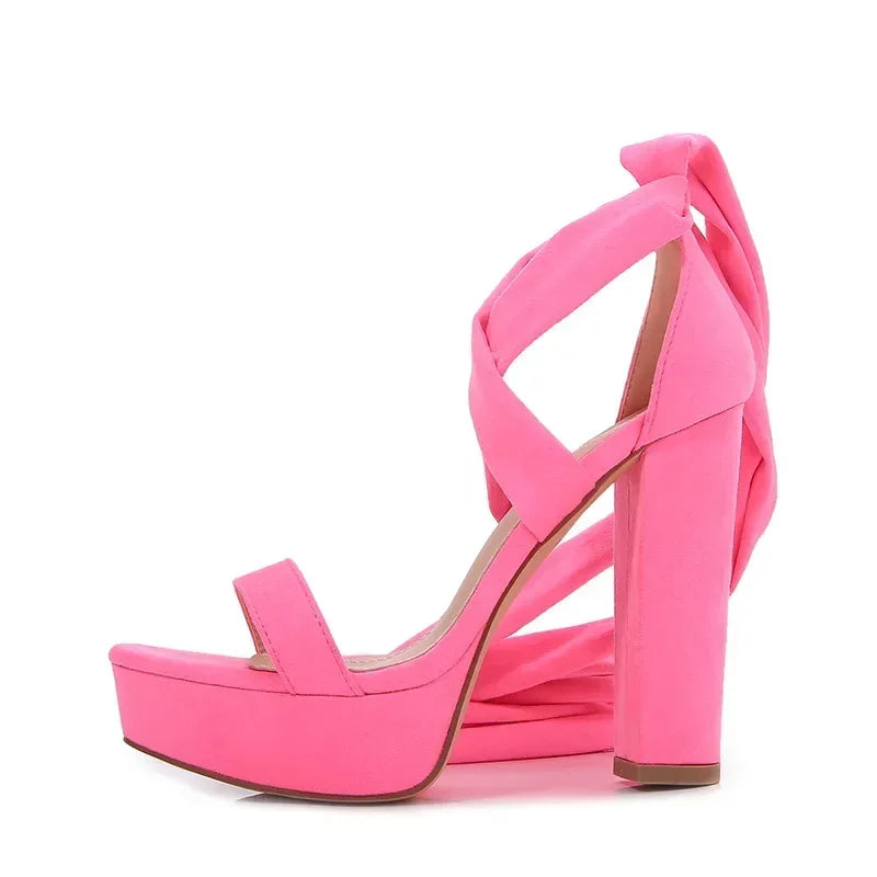 Ribbon ankle strap heel