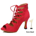 Red suede ankle strap heel