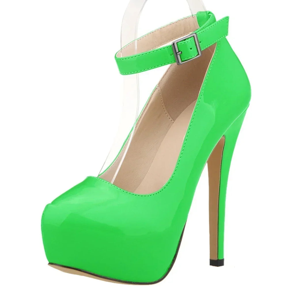 Closed toe ankle strap high heel