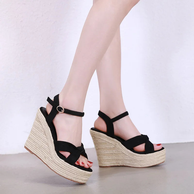 Ankle strap espadrille wedge