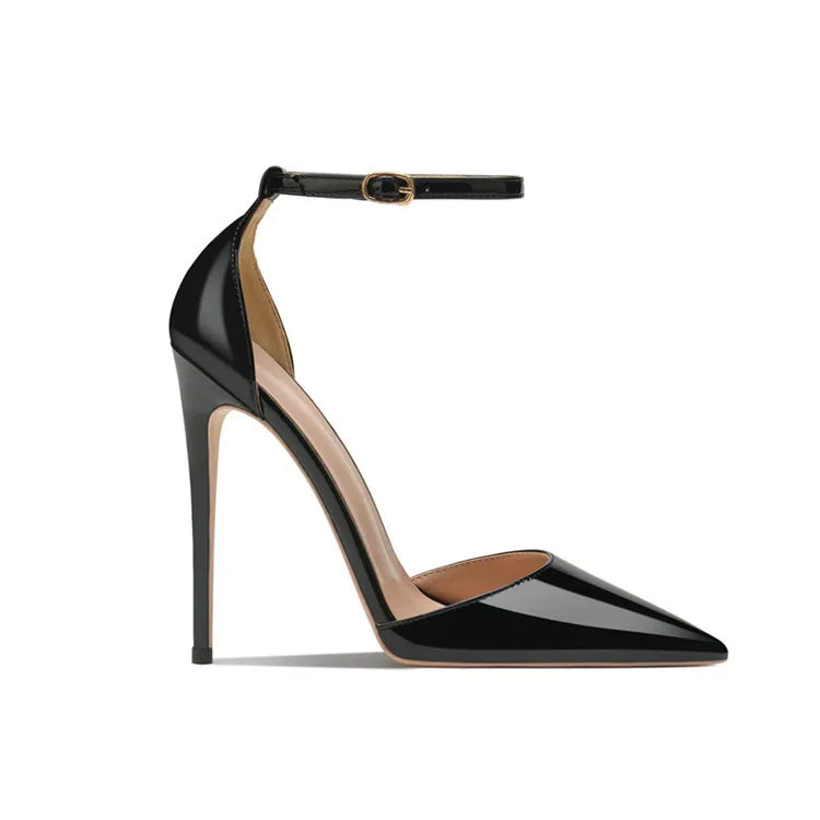 Pointed toe ankle strap heel