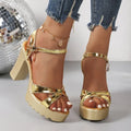 Gold ankle strap heel
