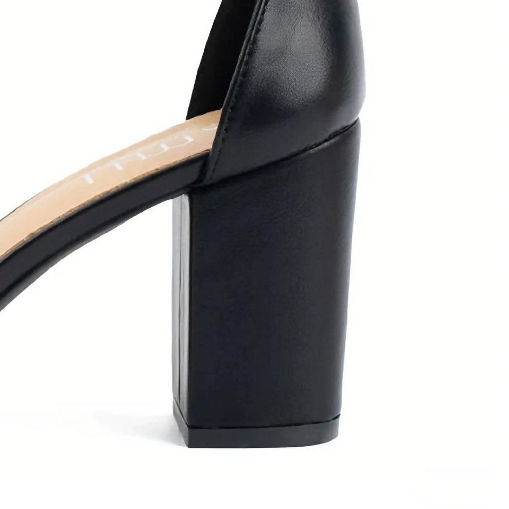 Open toe ankle strap chunky heel