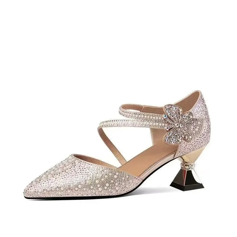 Ankle strap wedding shoes