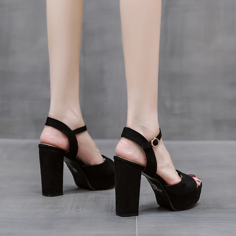 Black  heel sandal ankle strap