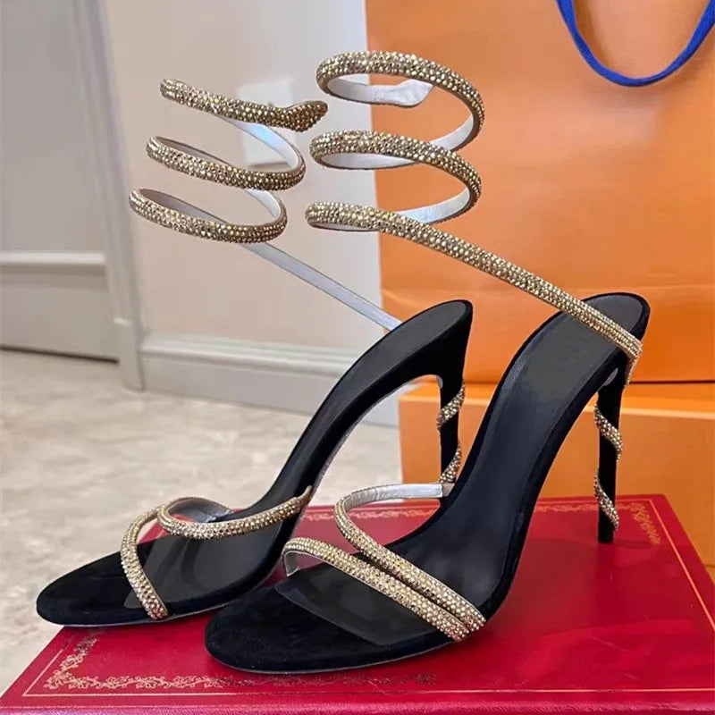 ankle strap snake heels