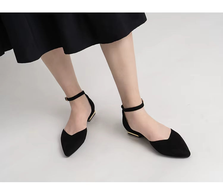 Burgundy flat with ankle strap heel