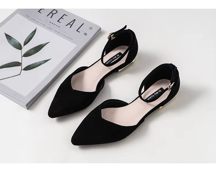 Burgundy flat with ankle strap heel