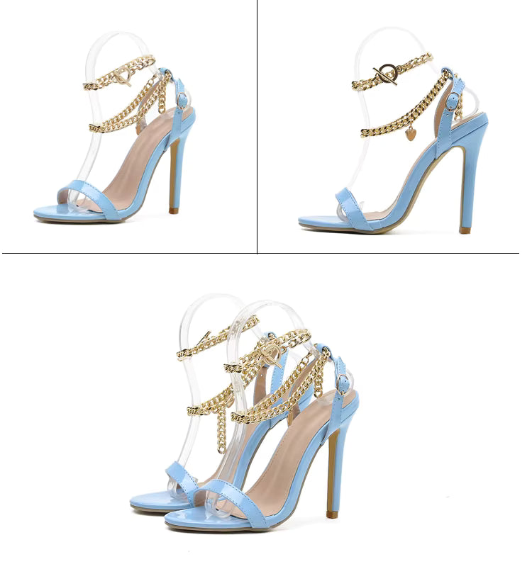 Black heel with chain ankle strap